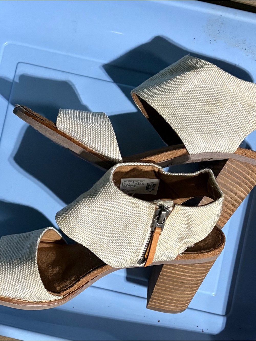 Toms Cream Open-Toe Block Heel Sandals